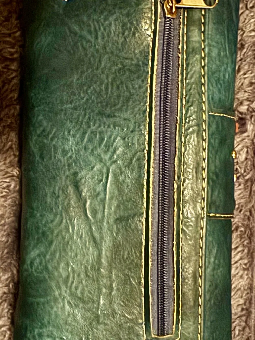 Green and Brown Embellished Women's Leather Wallet